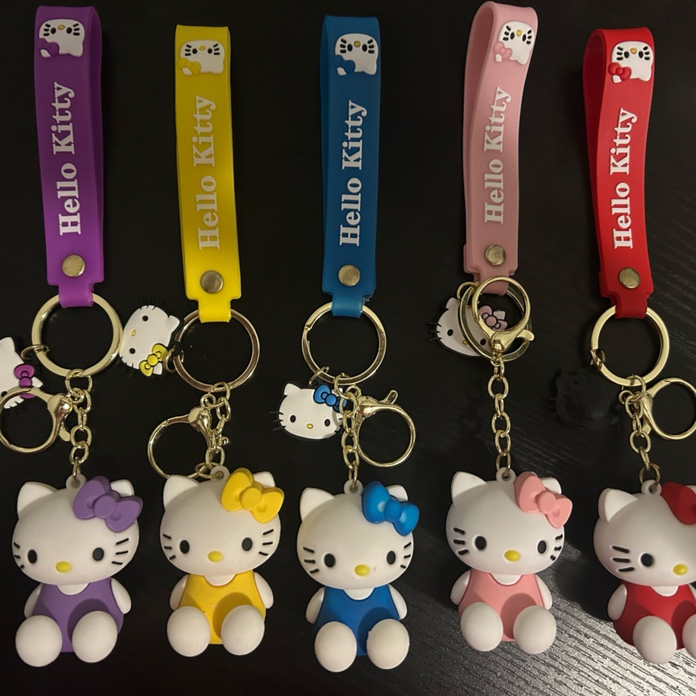 Hello Kitty Keychain Collection - Pink, Yellow, Red, Blue & Purple